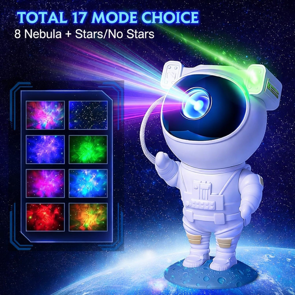 Astronaut Galaxy Projector Night Light | 360° Rotating Nebula Star Projector with Remote, Timer & Adjustable Head | Space Lamp for Kids Bedroom, Gaming Room, Home Décor & Gift