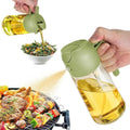 Oil Sprayer and Dispenser Bottle 500ml | 2-in-1 Spray & Pour Oil Bottle for Cooking, Salad, Air Fryer & BBQ | Green Glass Spray Bottle