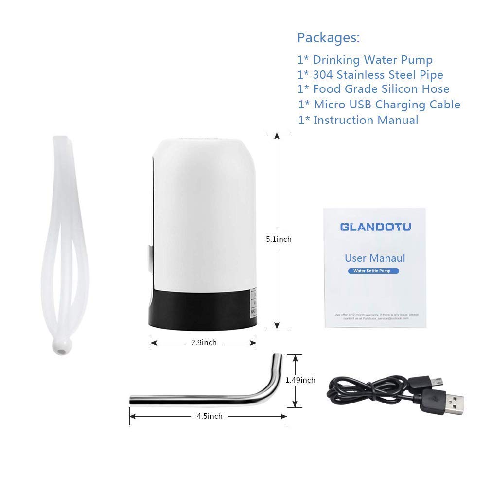 Automatic Rechargeable Water Can Dispenser Pump for 20 Litre Bottle | USB Charging Electric Water Dispenser | One Touch Portable Drinking Water Pump for Home, Office, Kitchen & Travel