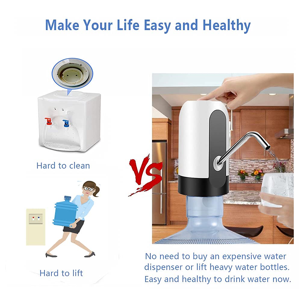 Automatic Rechargeable Water Can Dispenser Pump for 20 Litre Bottle | USB Charging Electric Water Dispenser | One Touch Portable Drinking Water Pump for Home, Office, Kitchen & Travel