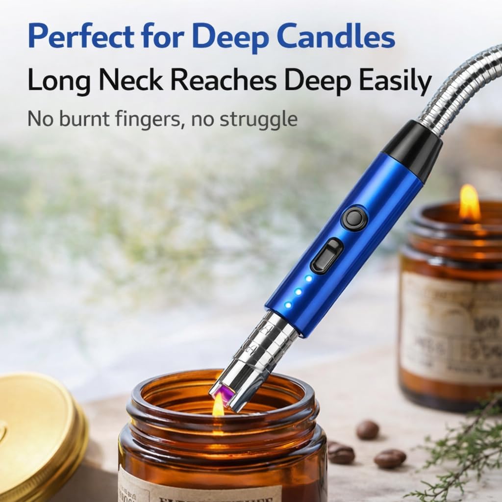 Rechargeable Electric Gas Lighter for Kitchen, USB Type-C Plasma Arc Lighter, 360° Flexible Neck, Windproof Flameless Lighter for Gas Stove, Candle, Diya, BBQ, 6 Months Warranty