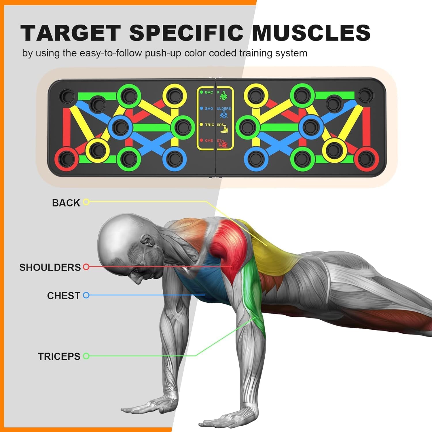 15 in 1 Push Up Board Foldable for Men & Women Multi-Function, Chest, Shoulder, Back & Triceps Workout