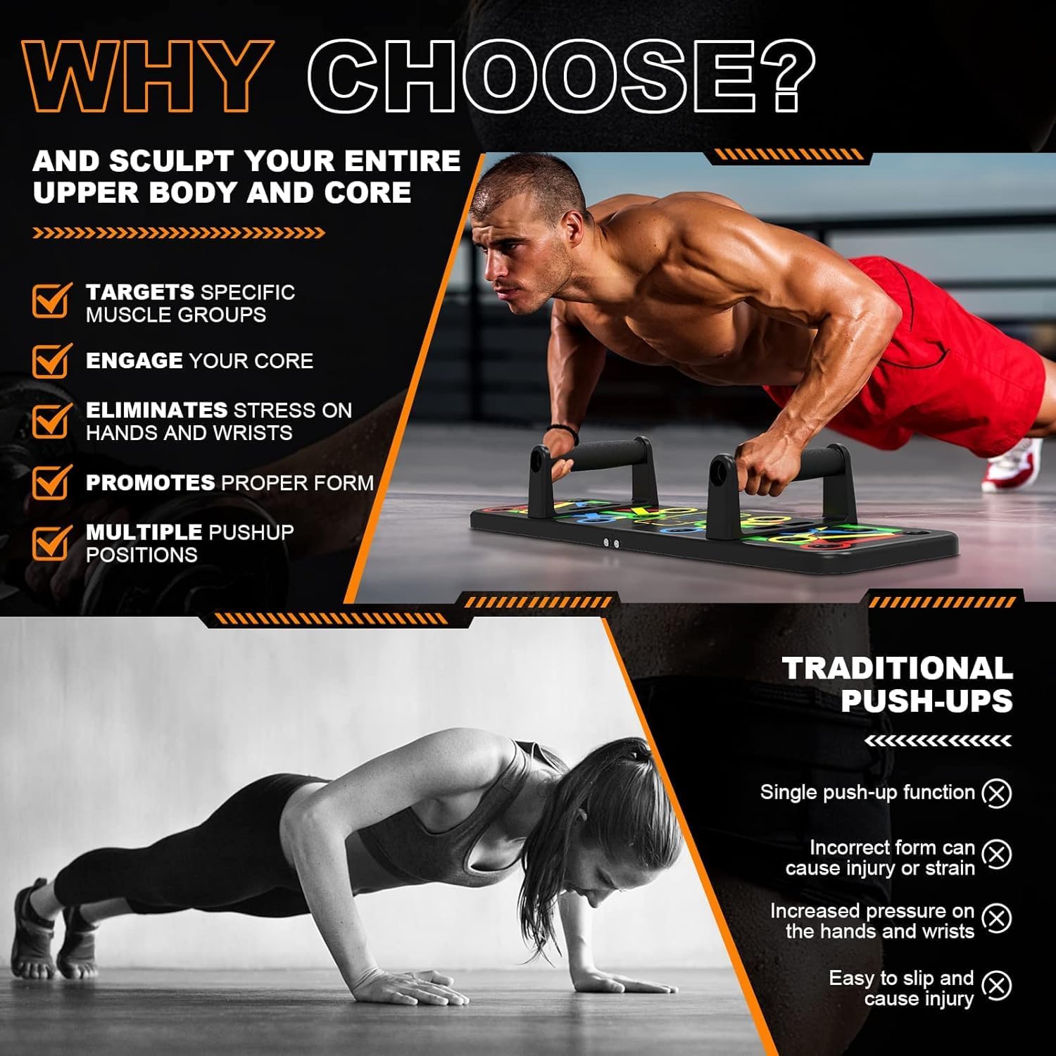 15 in 1 Push Up Board Foldable for Men & Women Multi-Function, Chest, Shoulder, Back & Triceps Workout