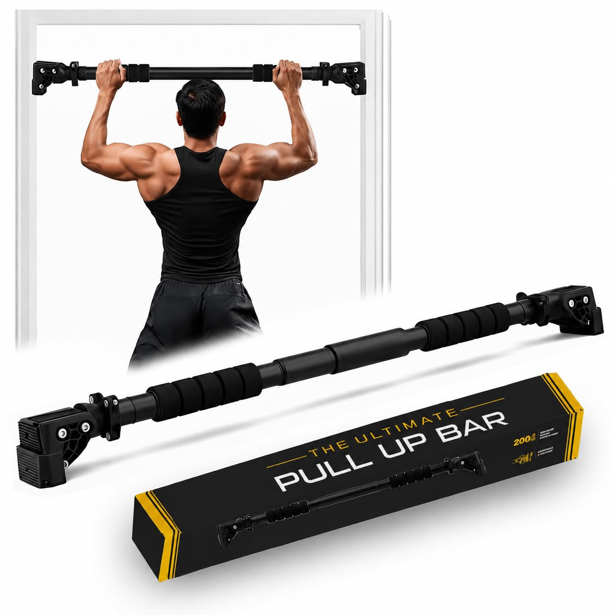 Pull Up Bars For Home Workout -Chin Up Bar Gym Accessories for Men Door Way Adjustable Hanging Rod Without Screw, Anti-skid Grip, Strength Training Exercise Bar