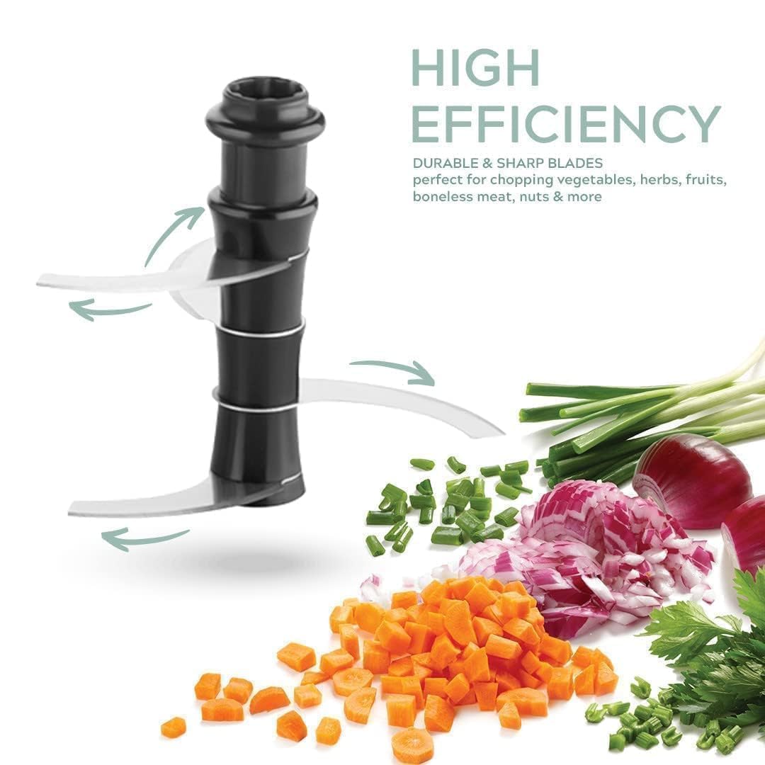 Manual Push Chopper 1100ml with 6 Stainless Steel Blades | BPA Free Vegetable & Food Chopper | Hand Press Onion, Garlic, Ginger, Tomato, Fruit & Nut Cutter | Multipurpose Kitchen Gadget