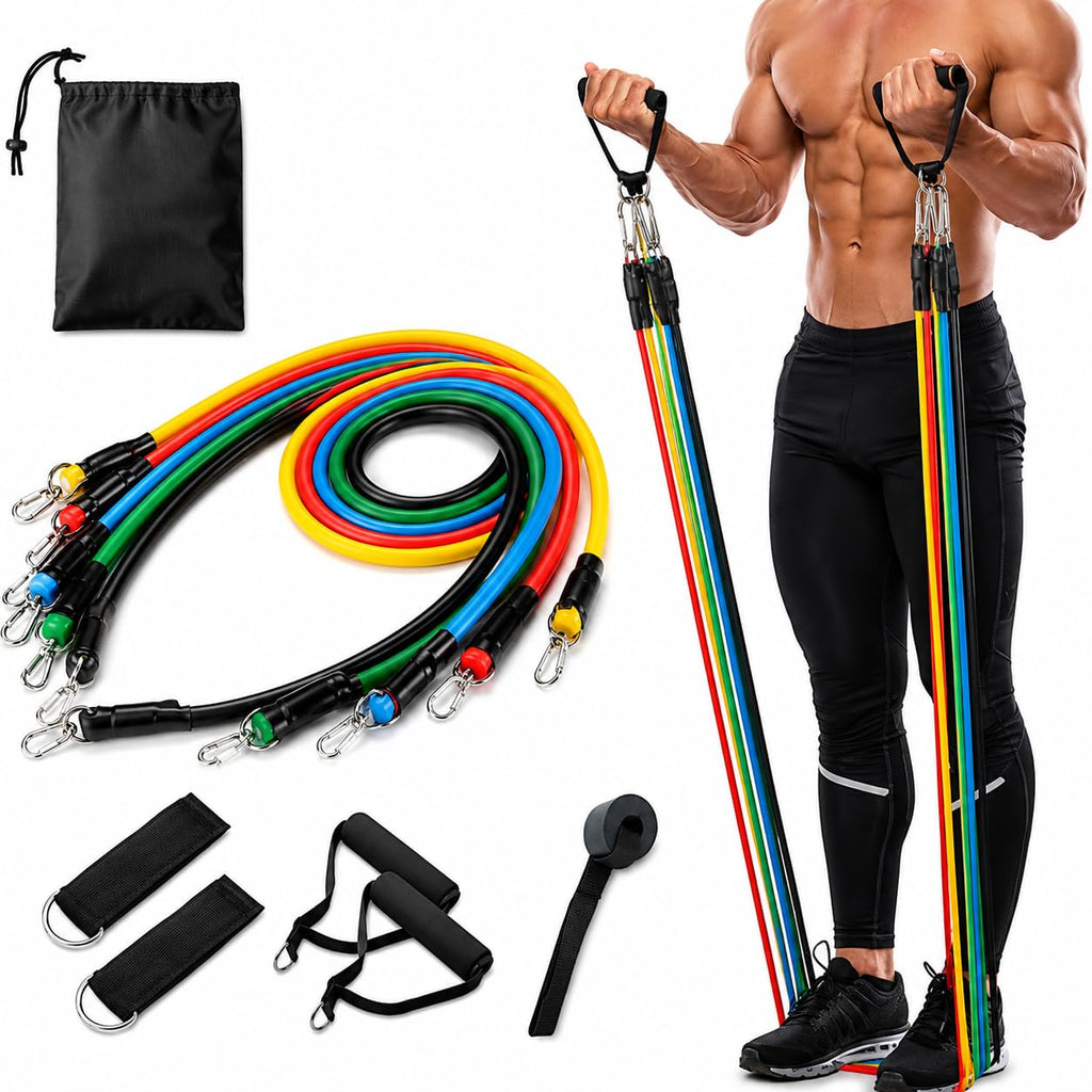 Resistance Bands Set for Men &amp; Women, 150 lbs Exercise Resistance Tube Bands with Handles, Door Anchor &amp; Ankle Straps,12-Piece