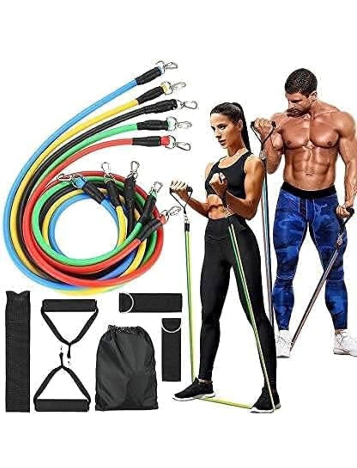 Resistance Bands Set for Men &amp; Women, 150 lbs Exercise Resistance Tube Bands with Handles, Door Anchor &amp; Ankle Straps,12-Piece