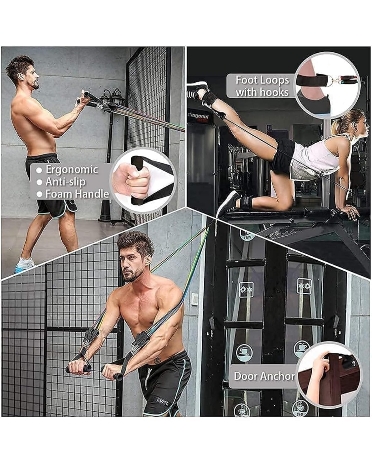 Resistance Bands Set for Men &amp; Women, 150 lbs Exercise Resistance Tube Bands with Handles, Door Anchor &amp; Ankle Straps,12-Piece